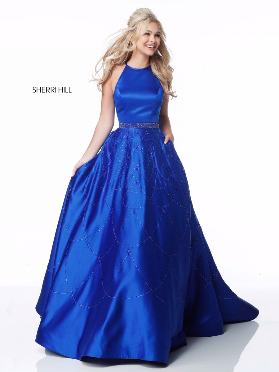 French Novelty: Sherri Hill 51731 High Neck Flowing Prom Dress