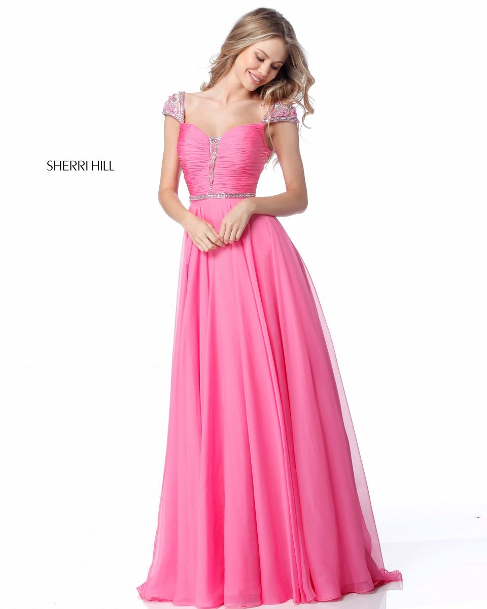 French Novelty: Sherri Hill 51744 Ballgown with Beaded Cap Sleeves