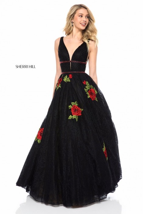 prom dress with roses