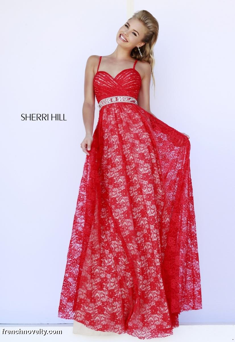 Sherri Hill 5205 Long Lace Prom Dress: French Novelty
