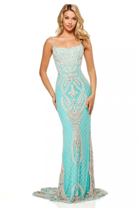 sherri hill white beaded prom dress