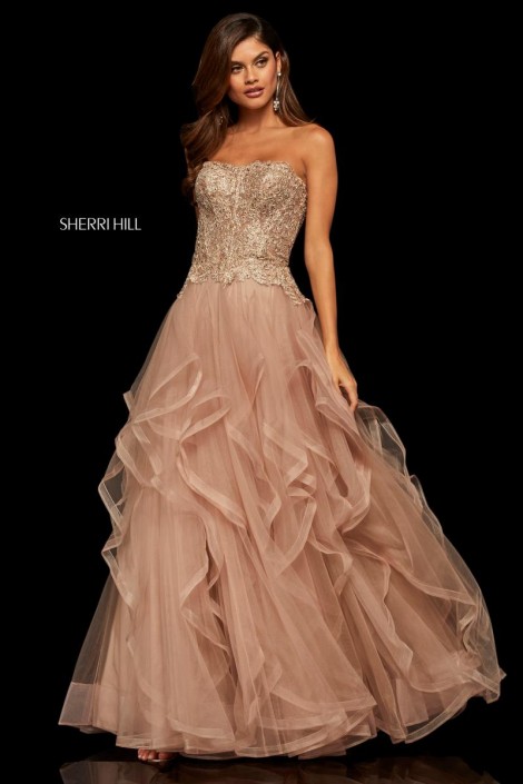 rose gold ruffle dress