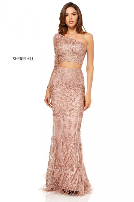 rose gold asymmetrical dress