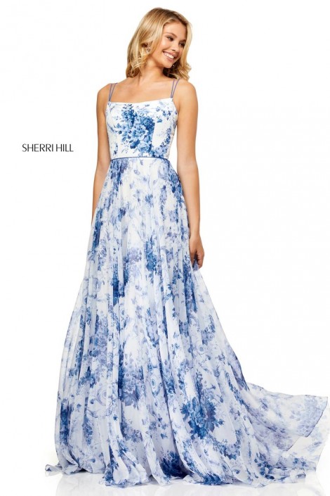 sherri hill blue floral