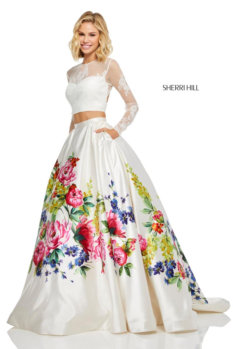 sherri hill blue floral prom dress