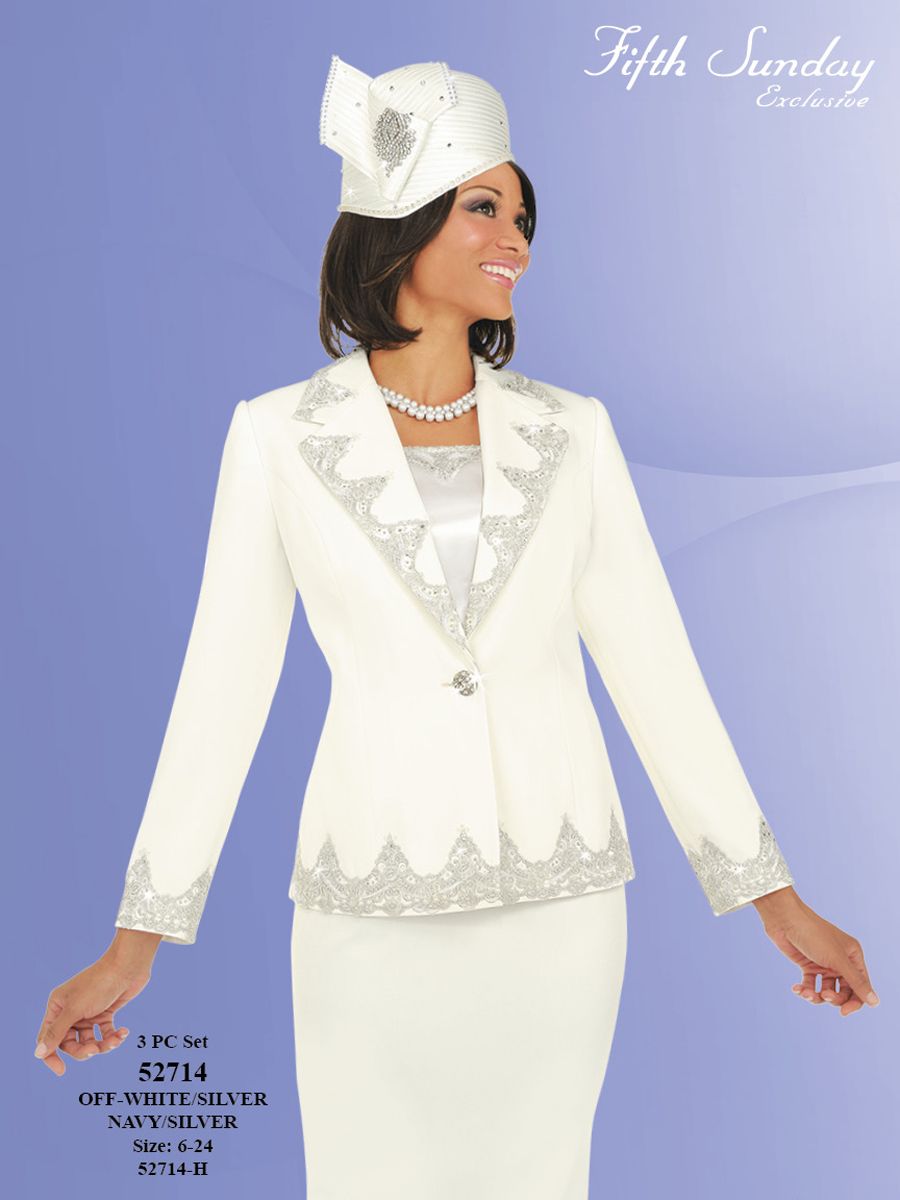 Ben Marc 52714 Fifth Sunday Womens Embellished Church Suit: French Novelty