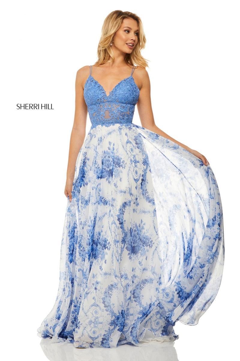 French Novelty: Sherri Hill 52858 Lace and Floral Prom Dress