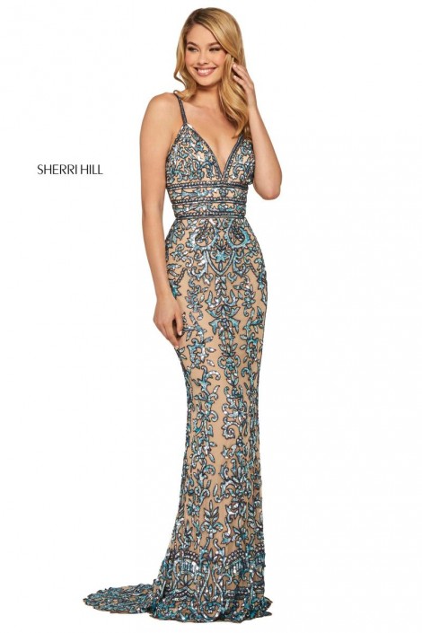 light blue sherri hill prom dress