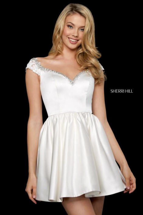 sherri hill white short dress