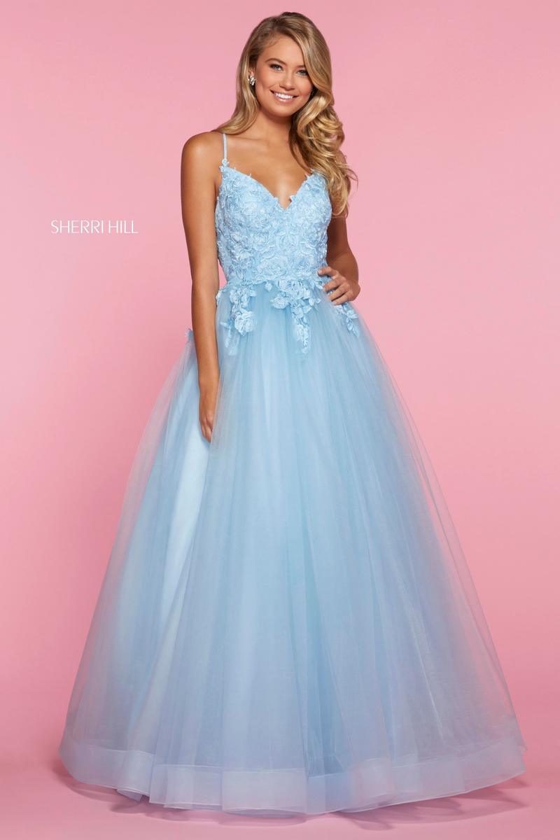 Blue Sherri Hill 53411 Princess Prom Dress
