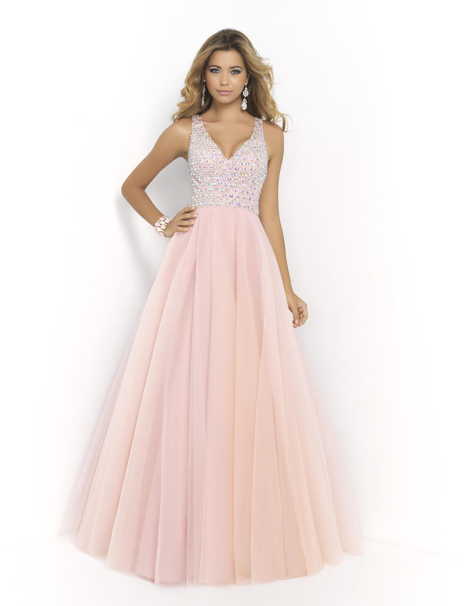 French Novelty: Pink by Blush 5427 V Neck Ball Gown