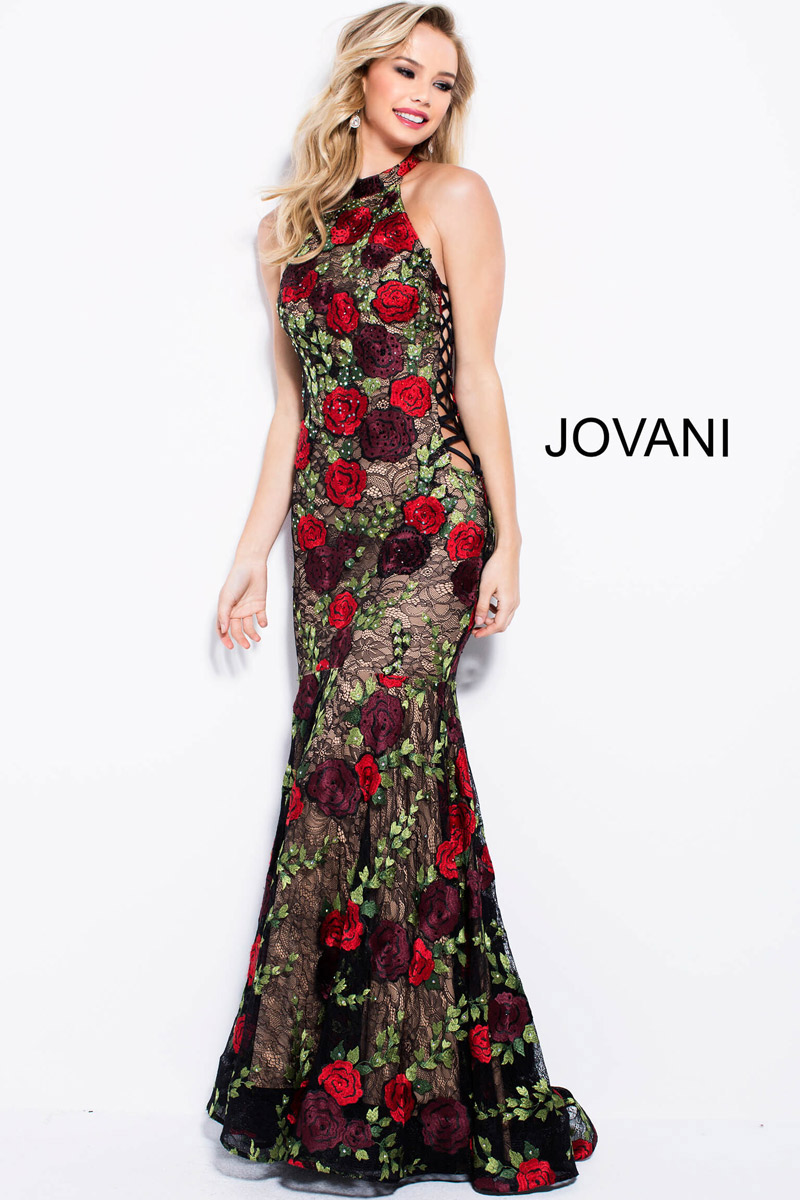 French Novelty: Jovani 54679 Lace Gown with Roses