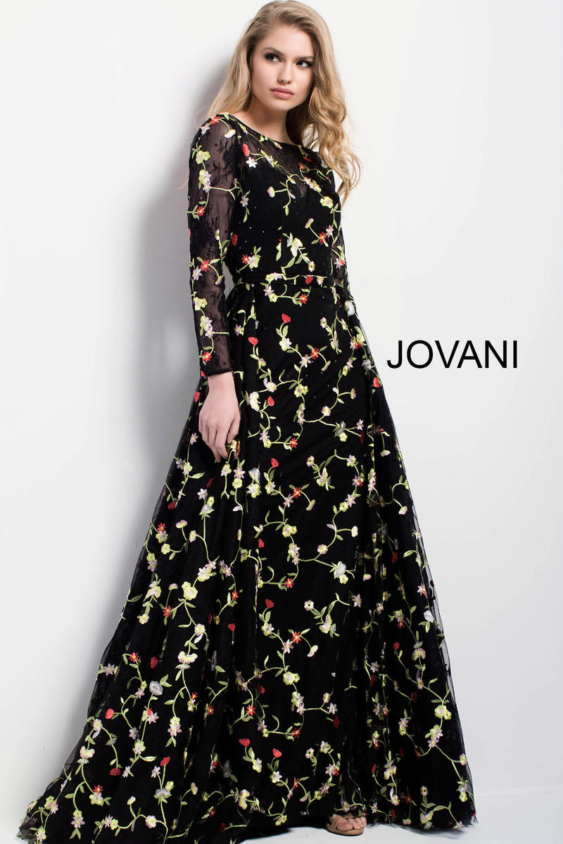 long sleeve floral embroidered dress