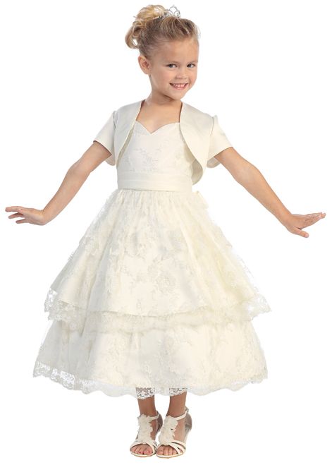 Tip Top 5586 Flower Girls Lace Dress with Jacket: French Novelty