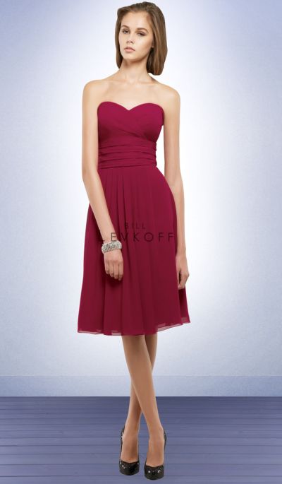 Bill Levkoff Short Chiffon Strapless Bridesmaid Dress 560: French Novelty