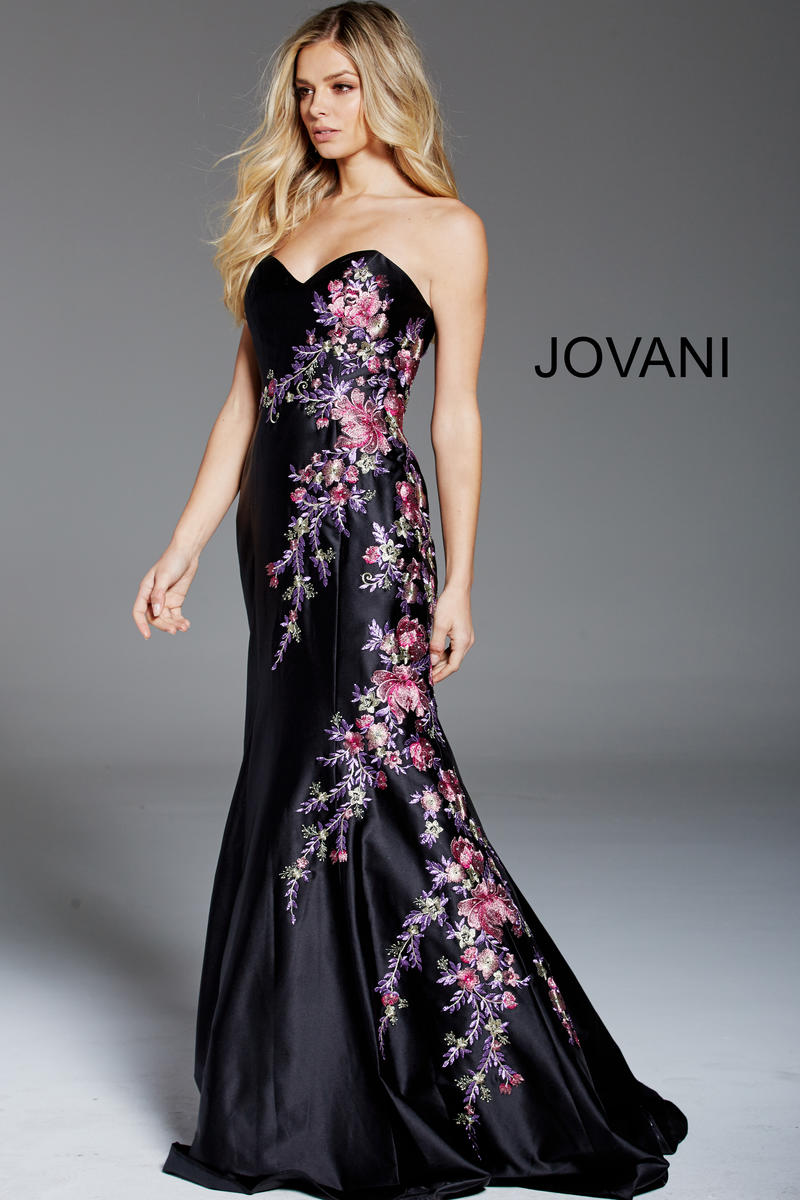 French Novelty: Jovani 56024 Floral Embroidered Gown