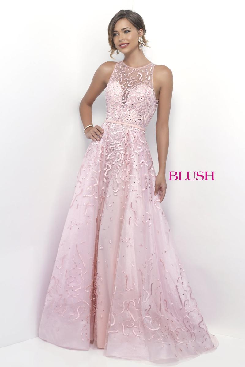 French Novelty: Pink by Blush 5614 AB Stone Embroidered Ball Gown