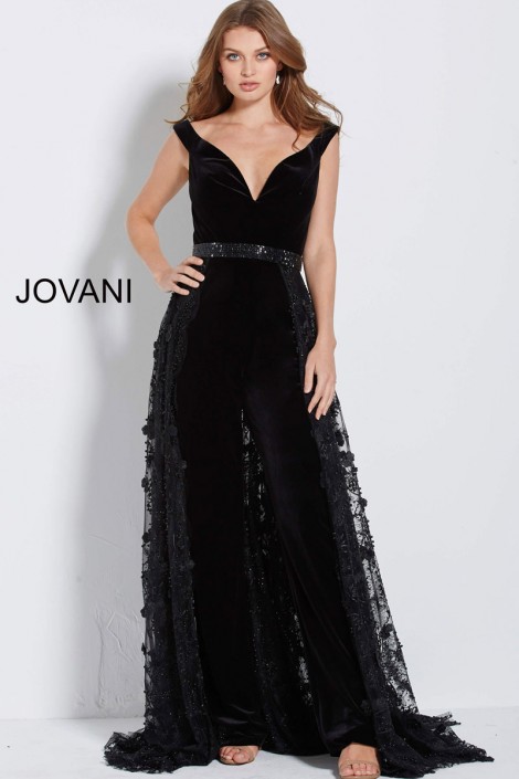 prom jumpsuit with overskirt