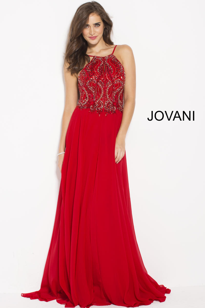 French Novelty: Jovani 59076 Beaded Top Chiffon Prom Gown