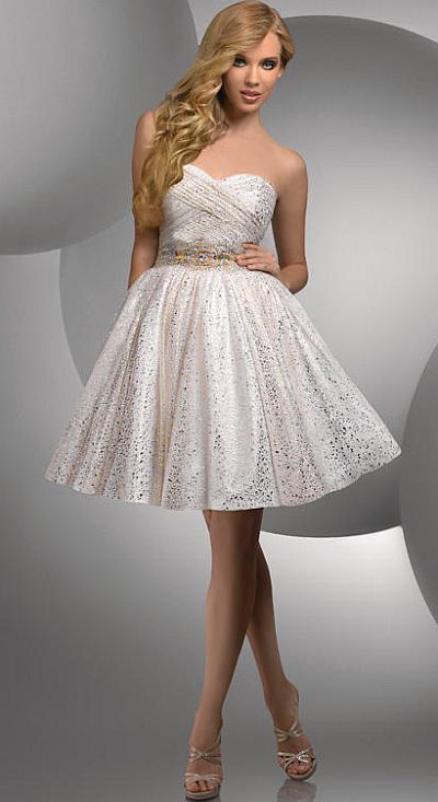 Shimmer Foiled Mesh Short Prom Dress 59418 by Bari Jay: French Novelty