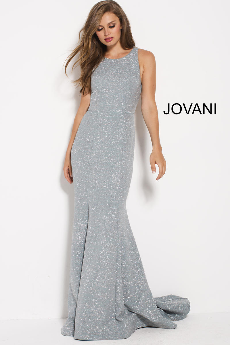 French Novelty: Jovani 59886 Glitter Jersey Prom Gown