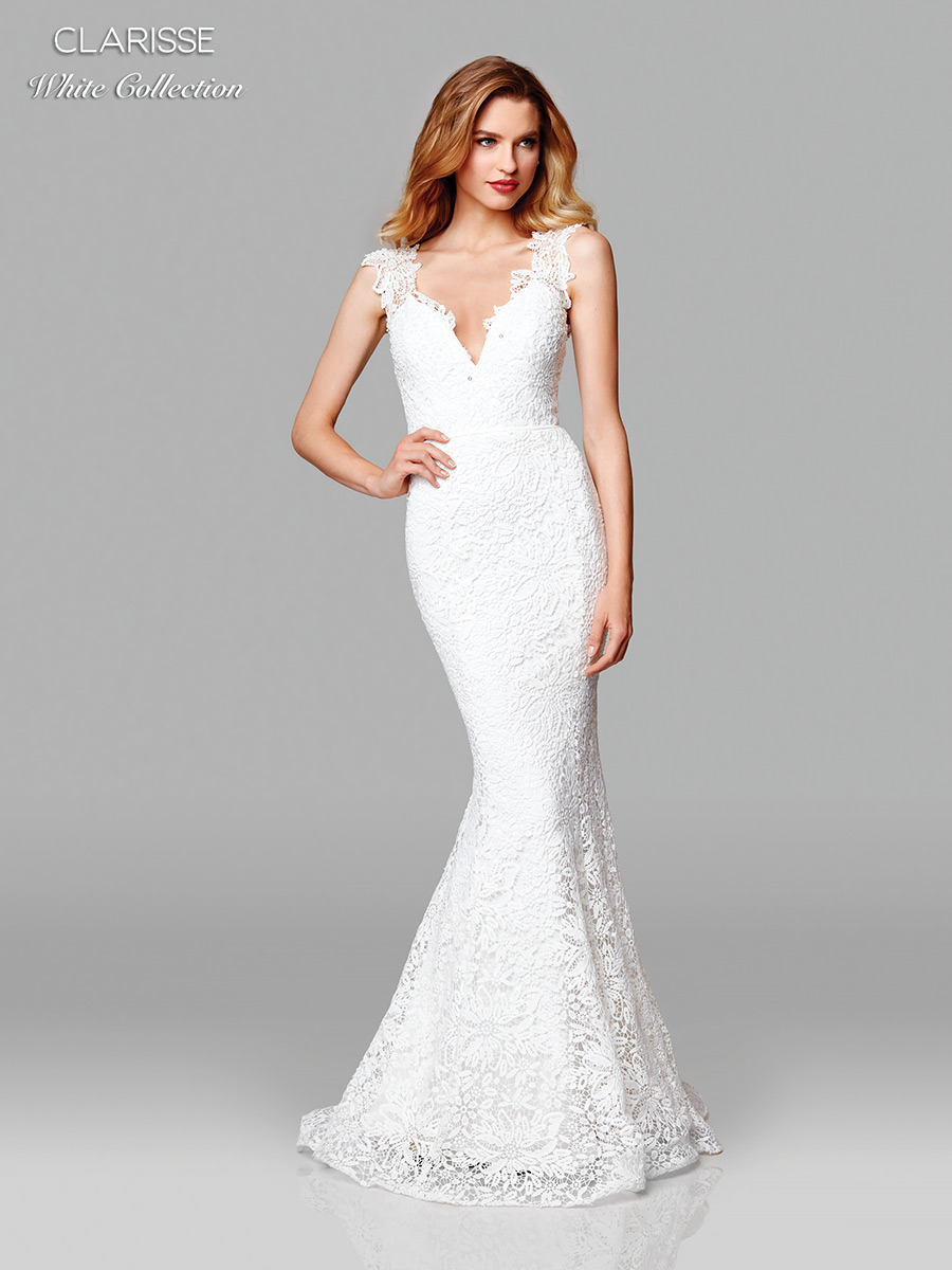 Clarisse White Collection 600117 Lace Informal Wedding Dress