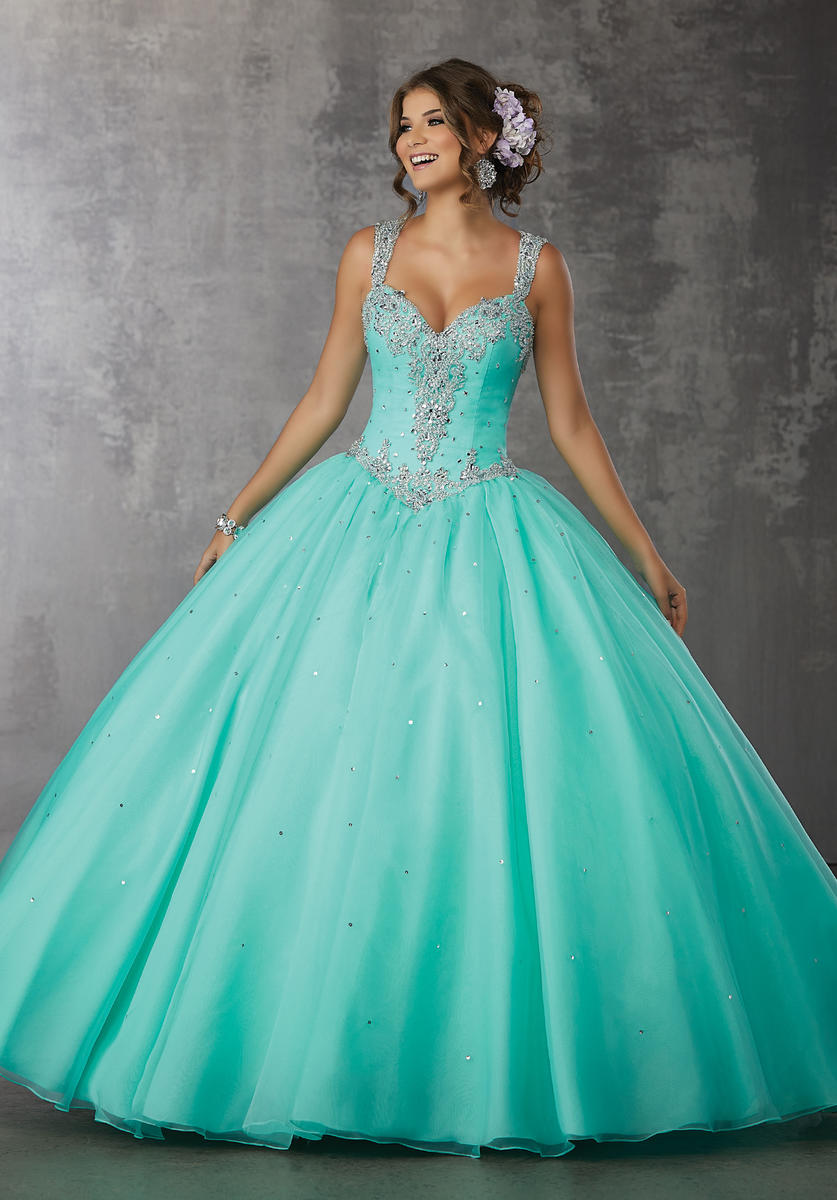 French Novelty: Valencia 60037 Sheer Jeweled Back Quinceanera Gown