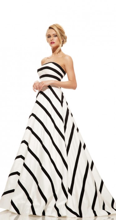 striped ball gown