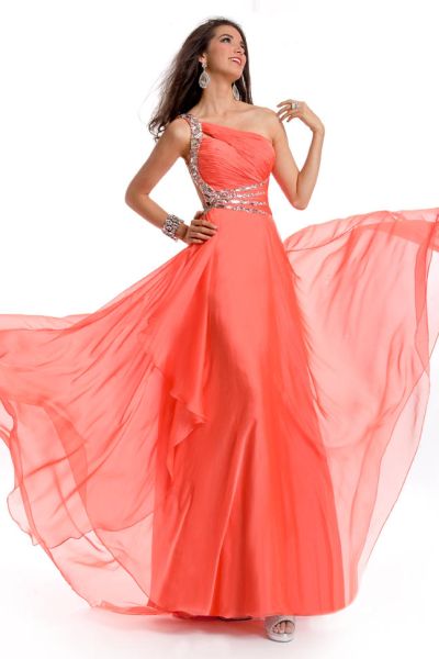 Party Time Formals 6035 Two Tone Chiffon Gown: French Novelty