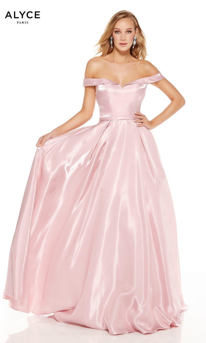 French Novelty: Alyce Paris 60627 Off Shoulder Liquid Satin Ballgown