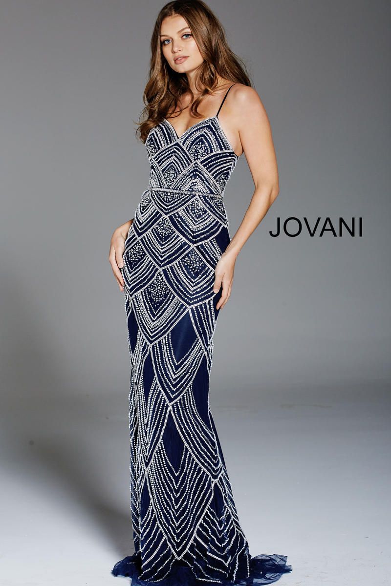 French Novelty: Jovani 60653 Fitted Beaded Evening Dress