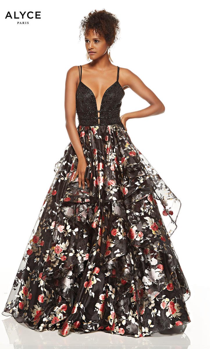 organza floral prom dress