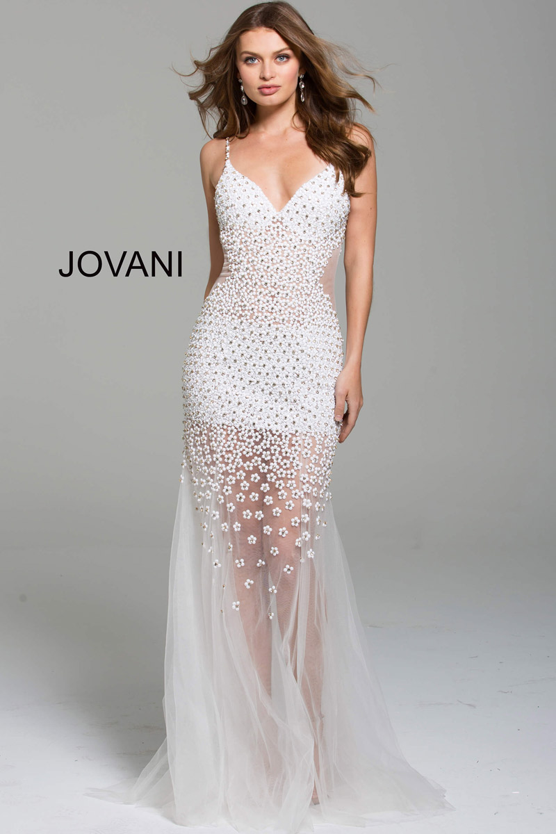 French Novelty: Jovani 60695 Sexy Sheer Beaded Gown