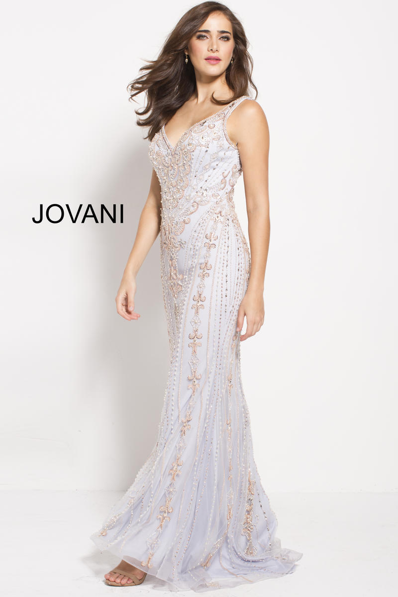 French Novelty: Jovani 60829 Beaded Design Prom Gown