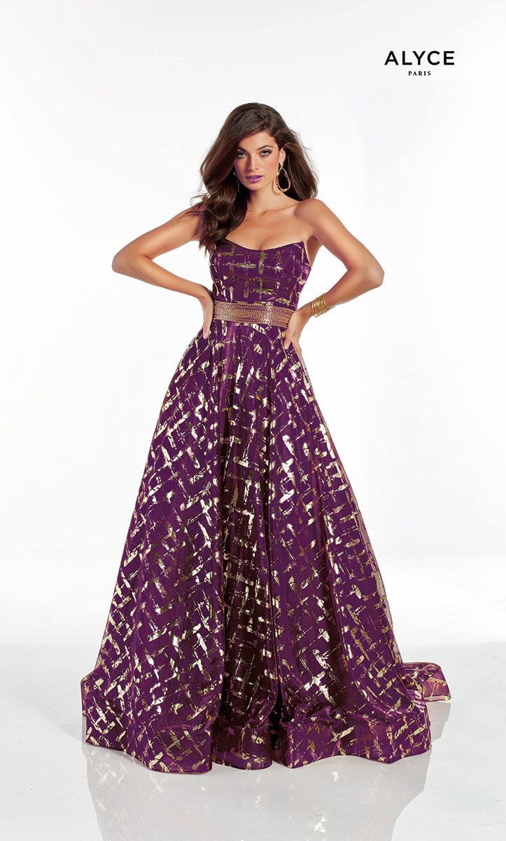 Alyce Paris 60868 Purple Chrome Foil Prom Dress