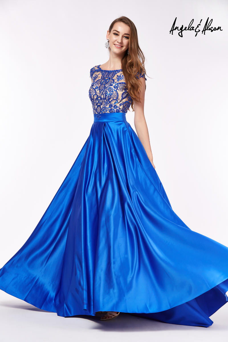 French Novelty: Angela and Alison 61061 Paisley Beaded Prom Gown