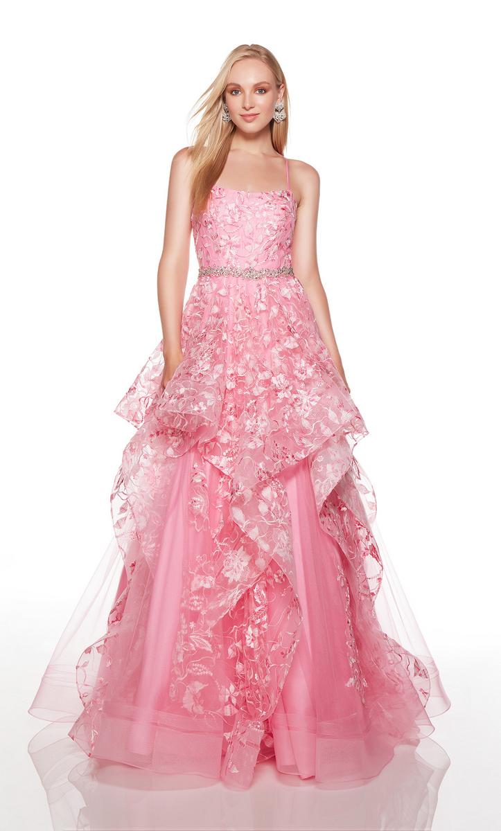 French Novelty: Alyce Paris 61473 Lace and Tulle Ruffle Gown