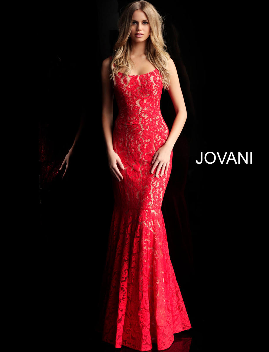 Jovani 62133 Lace Open Back Prom Gown: French Novelty