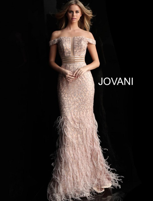 jovani feather prom dress