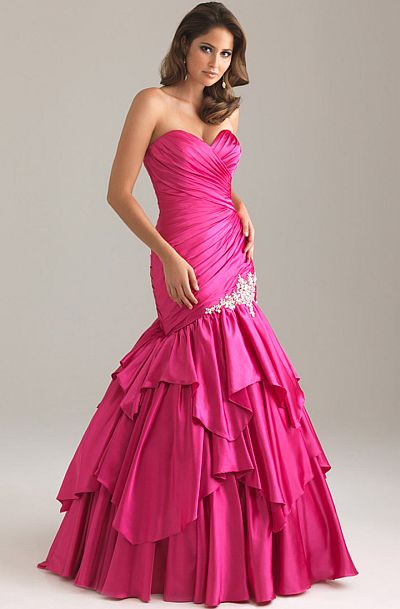 Night Moves Ruffle Mermaid Beaded Prom Dress 6409: French Novelty