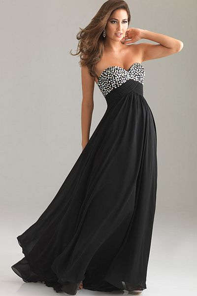 Night Moves Strapless Chiffon Bead and Crystal Prom Dress 6446: French ...