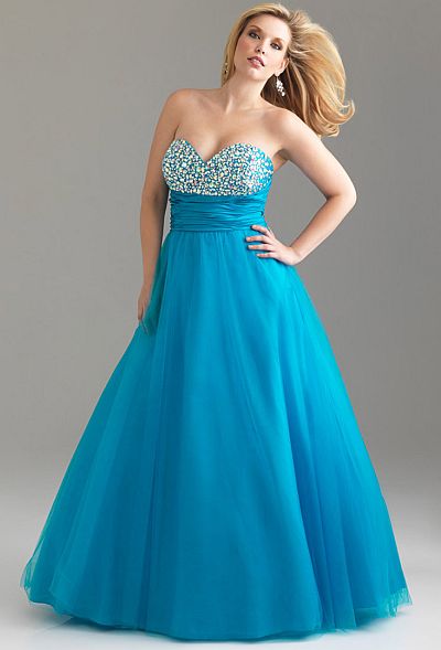 Night Moves Plus Sized Crystal Ball Gown for Prom 6517W: French Novelty