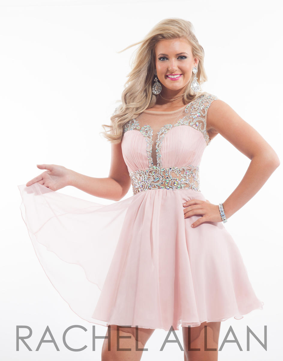 Rachel Allan 6645 Cap Sleeve Short Prom Dress: French Novelty