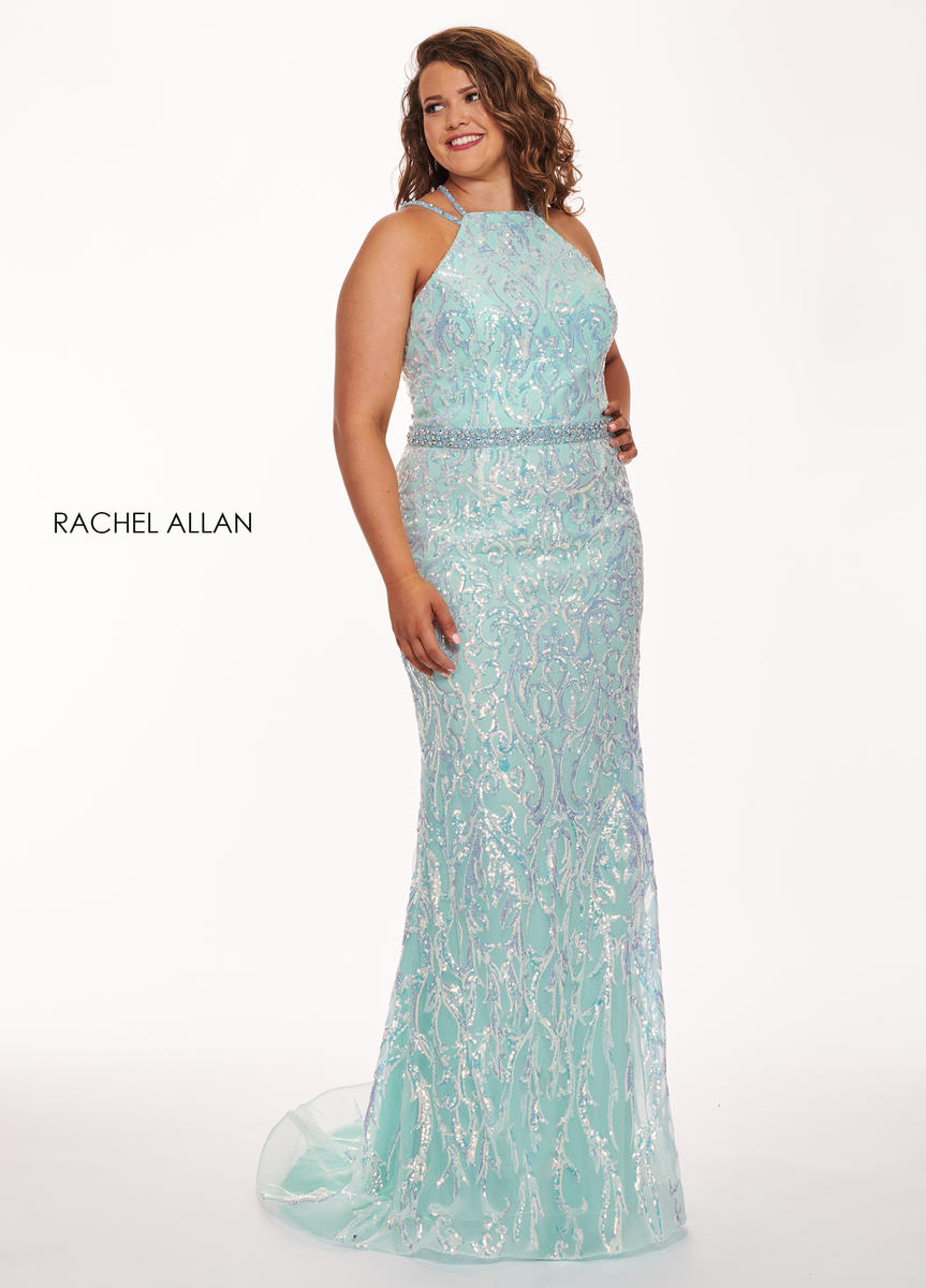 French Novelty: Rachel Allan Curves 6687 Strappy Back Sequin Plus Size Gown