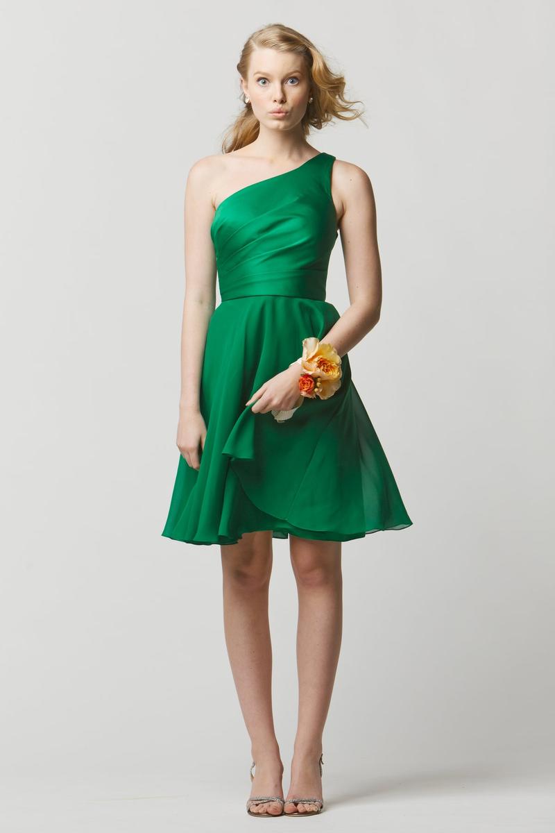 Size 10  Emerald Wtoo 670 One Shoulder Short Bridesmaid  