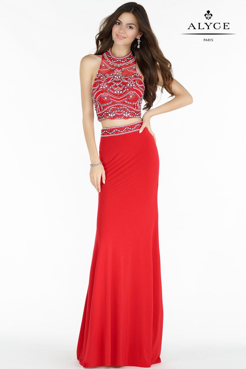 Alyce Paris 6708 Two Piece Halter Prom Dress: French Novelty