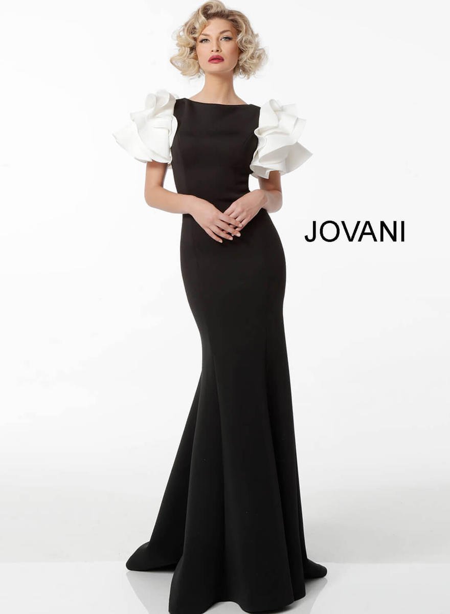 ruffle sleeve evening gown