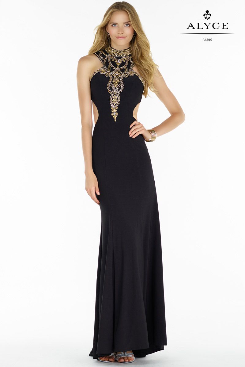 French Novelty: Alyce Paris 6720 Jersey Gown with Cutouts