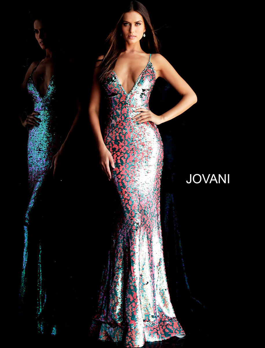 French Novelty: Jovani 67314 Sequin Deep V Neck Gown