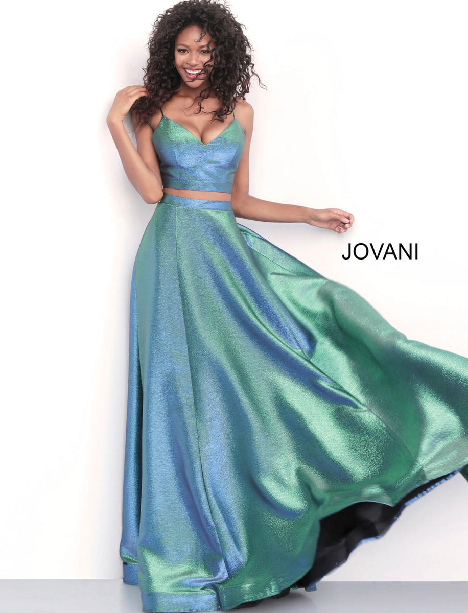 Emerald green 2 on sale piece prom dress